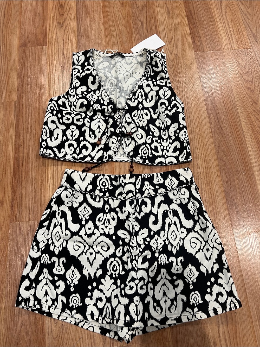 Zara Black and White Ikat Two-Piece Set